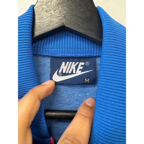 Vintage Nike Jacket Mens Small‎ Blue Pink Zip Track Bomber Athletic 80s - Picture 2 of 7